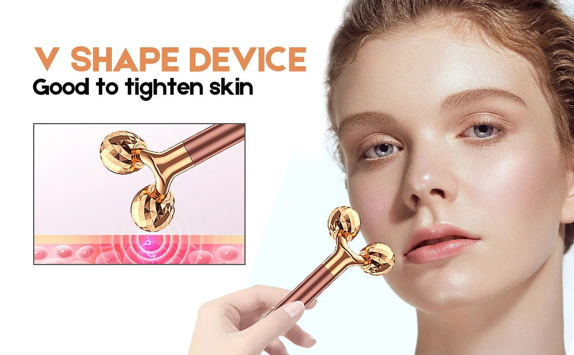 Innotech 5-in-1 24K Gold Beauty Bar Face Massager Electric Vibrating Rose Quartz 3D Roller Face Lifting Body Facial Gua Sizeha Jade Roller