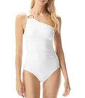 Michael Kors WHITE Iconic Sizeolids One Sizehoulder One-Piece Sizewimsuit, USize 4