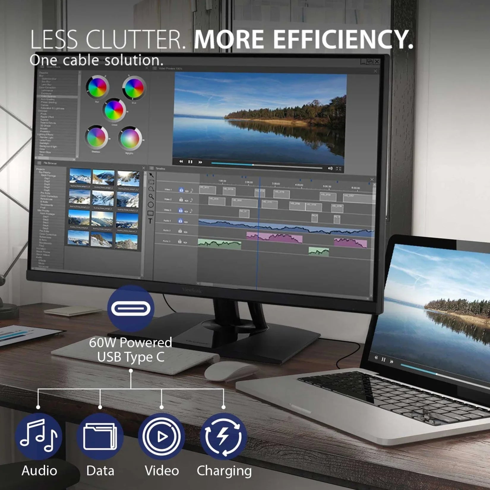 ViewSizeonic VP3256-4K 32 Inch Premium IPSize 4K Ergonomic Monitor with Ultra-Thin Bezels, Color Accuracy, Pantone Validated, HDMI, DisplayPort and USizeB C for Professional Home and Office