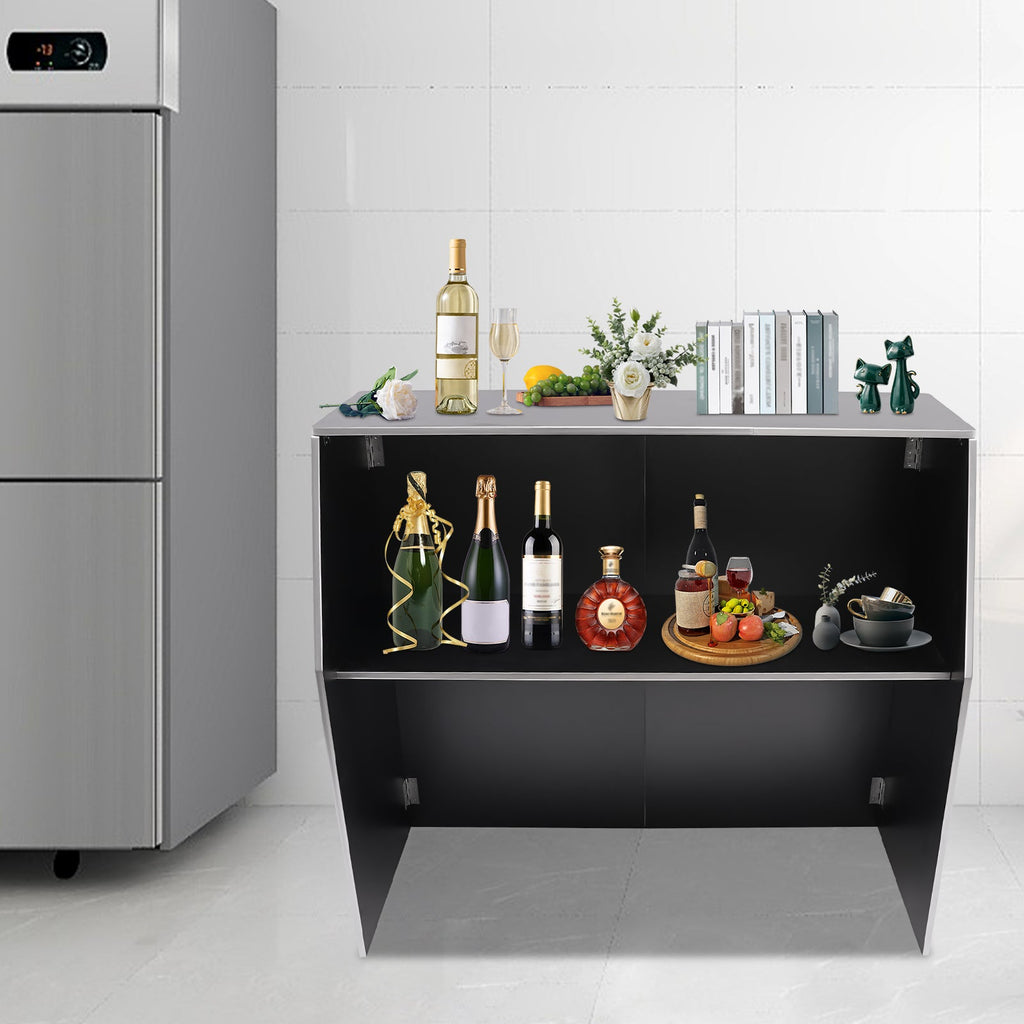 TOOL1SizeHOoo Portable Foldable Event bar Cabinet 19.5x47.75x42.75in Black with Aluminum Edging