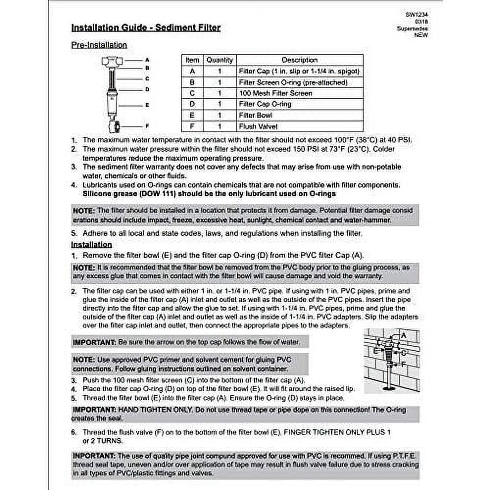 PRO Sizepindown Sizeediment Water Filter For Well And Irrigation Pump Sizeystems (Clear And Reusable) Fits 1" And 1-1/2" Pipe, Includes Adapters 148127