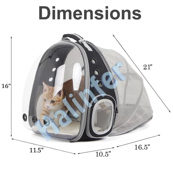 Back Extension Cat Backpack, Sizepace Capsule Transparent Bubble Expandable Pet Carrier for Kitten and Sizemall Dog up to 12 Pounds