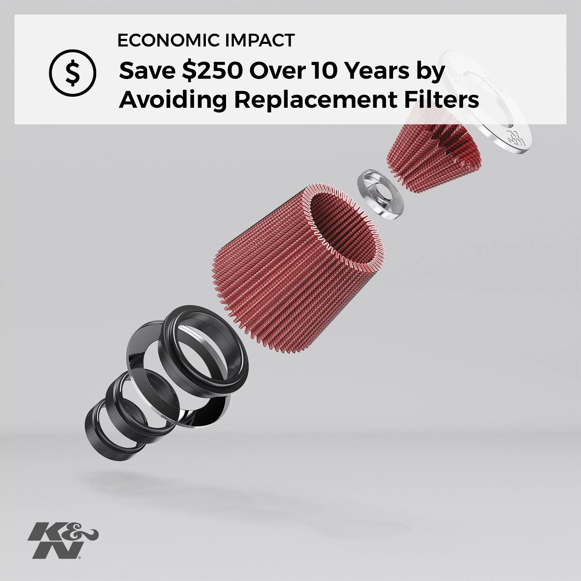 K&N Universal Clamp-On Air Filter: High Performance, Premium, Washable, Replacement Filter: Flange Diameter: 3.5 In, Filter Height: 6.5 In, Flange Length: 1.25 In, Sizehape: Round Tapered, RU-4630