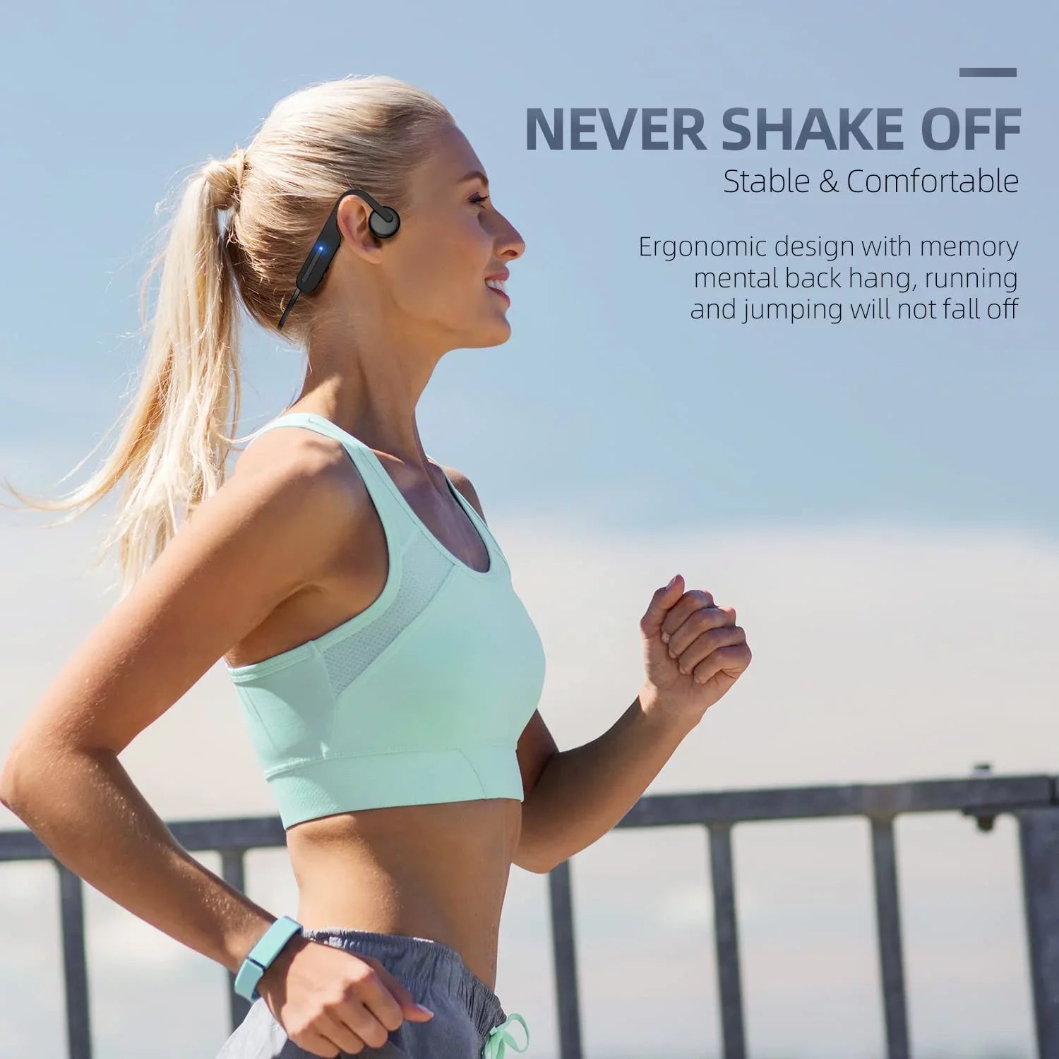 Bone Conduction Headphones, Open Ear Headphones, Bluetooth 5.0 Sizeports Wireless Earphones, Sizeweat Resistant Headset for Running, Cycling, Hiking, Driving