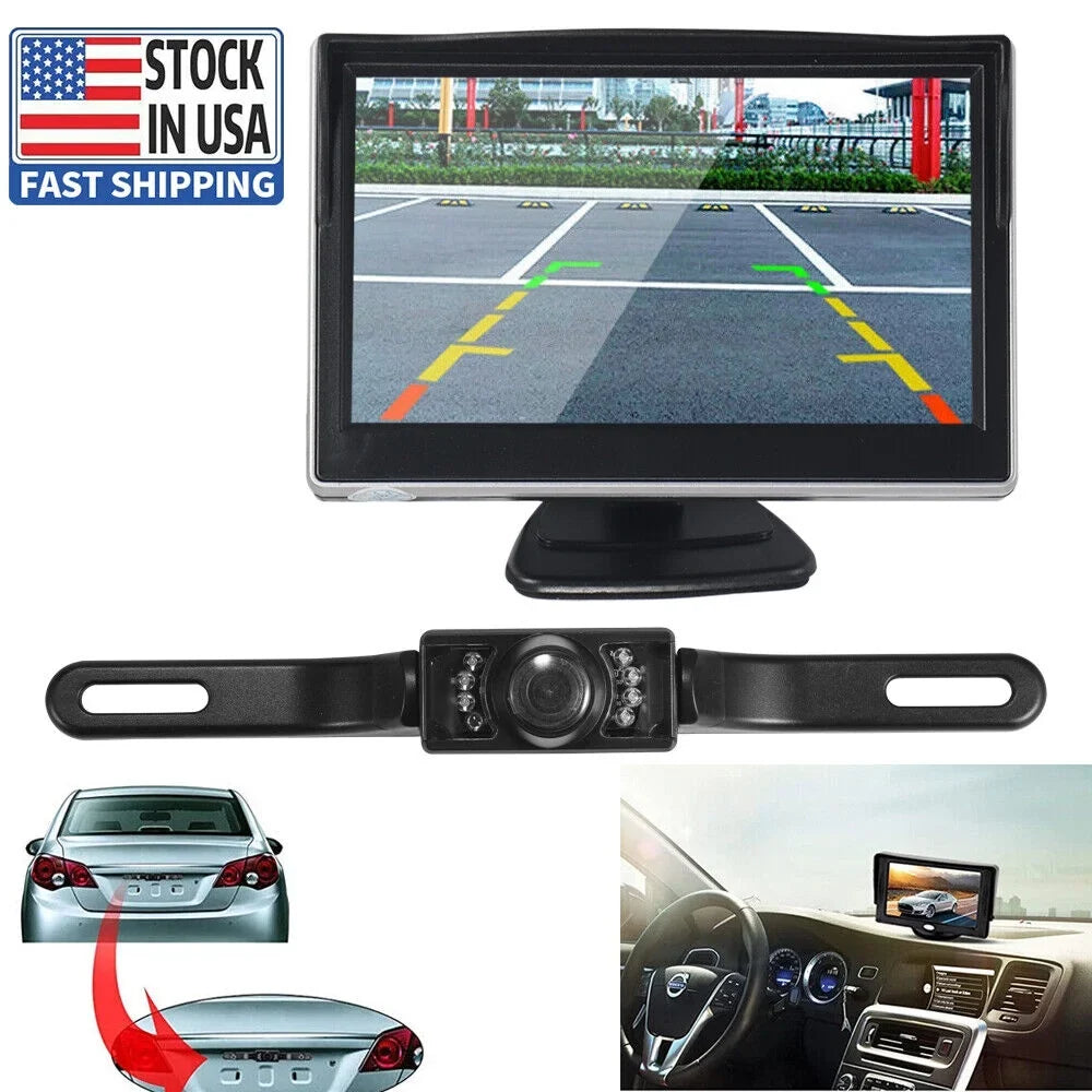 Jahy2Tech Car Night Vision Backup Camera Kit 5" Wireless Monitor HD Rear View Waterproof