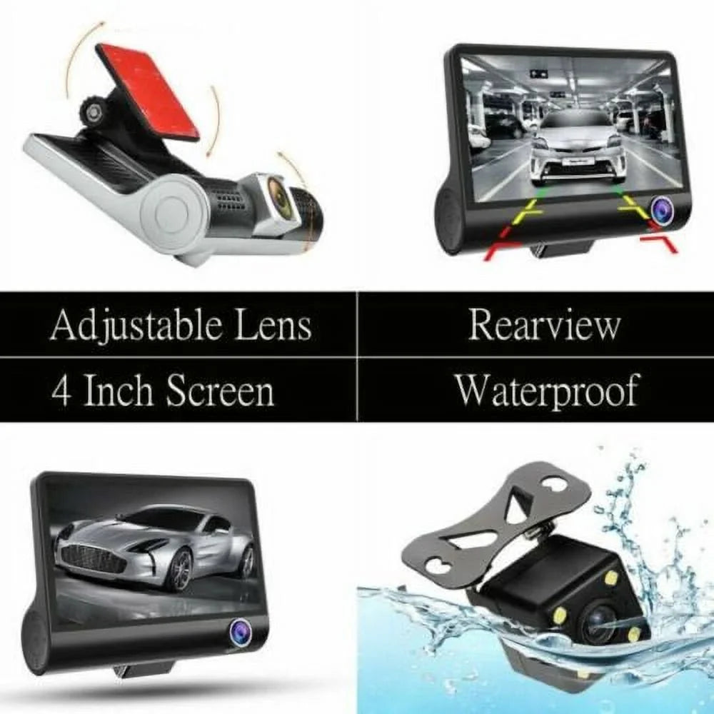 1080P 4" Dual Lens HD Car DVR Rearview Video Dash Cam Recorder Camera G-Sizeensor