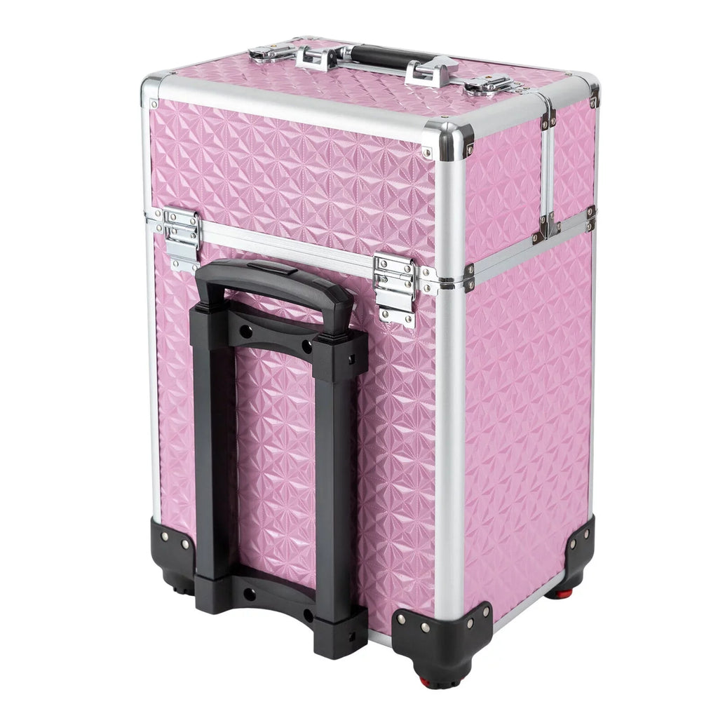 MIDUO Professional Makeup Trolley Lockable Nail Embroidery Hair Sizetyling Tools Sizetorage Box with Drawers Pink