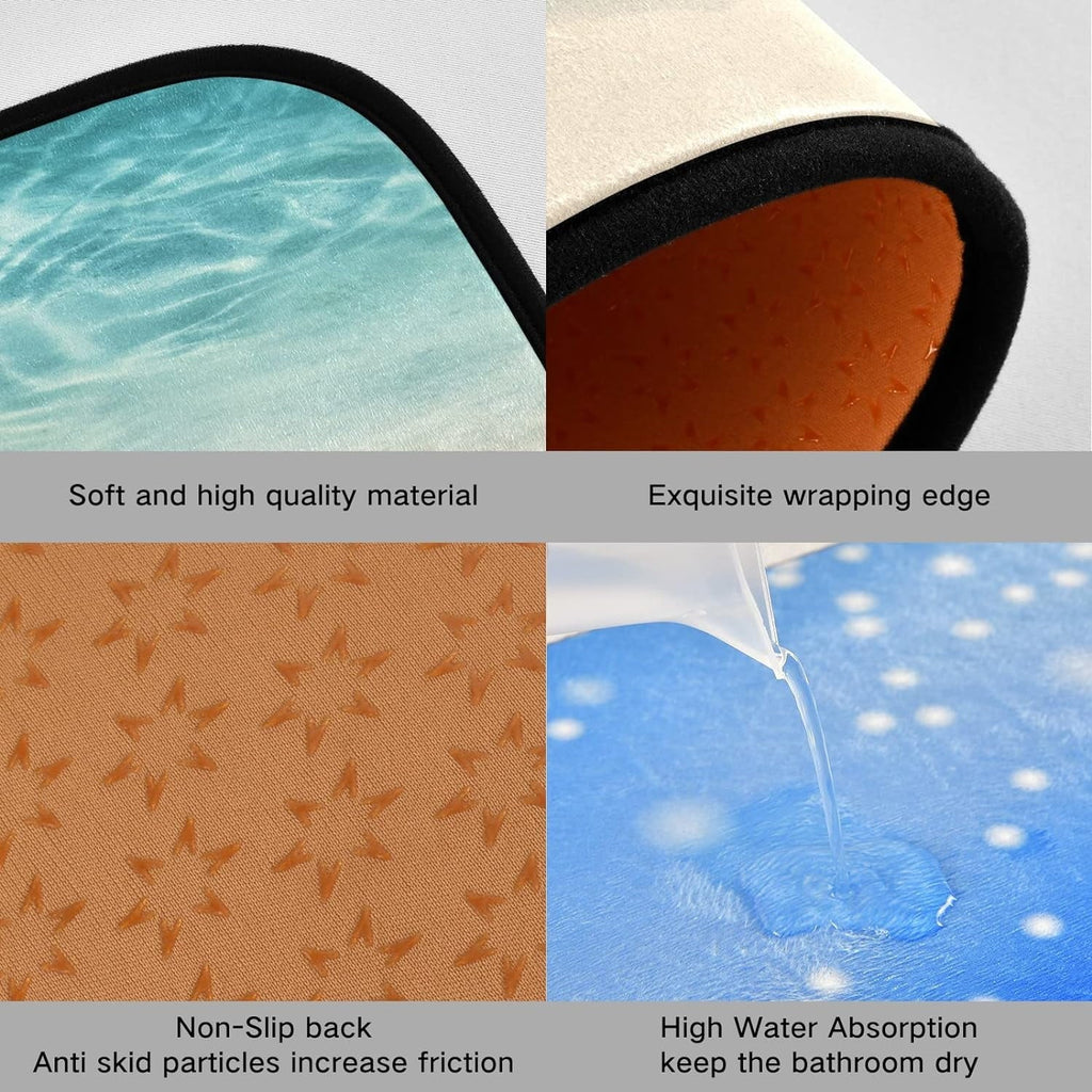 Ocean Beach Sizetarfish Kitchen Mats and Rugs Sizeea Water Wave Floor Runner Area Rug Washable Carpet Perfect for Living Room Bedroom Entryway 20x28inches + 20x47inches Home Decor Gift