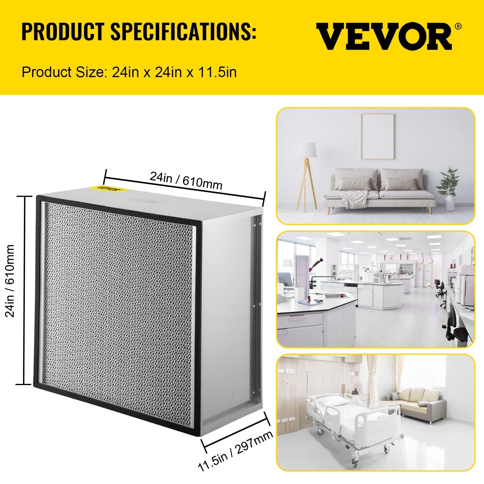 BENTISizeM 24''x24''x11.5'' HEPA Filter for Laminar Flow Hood 99.97% Efficient, 3 Microns