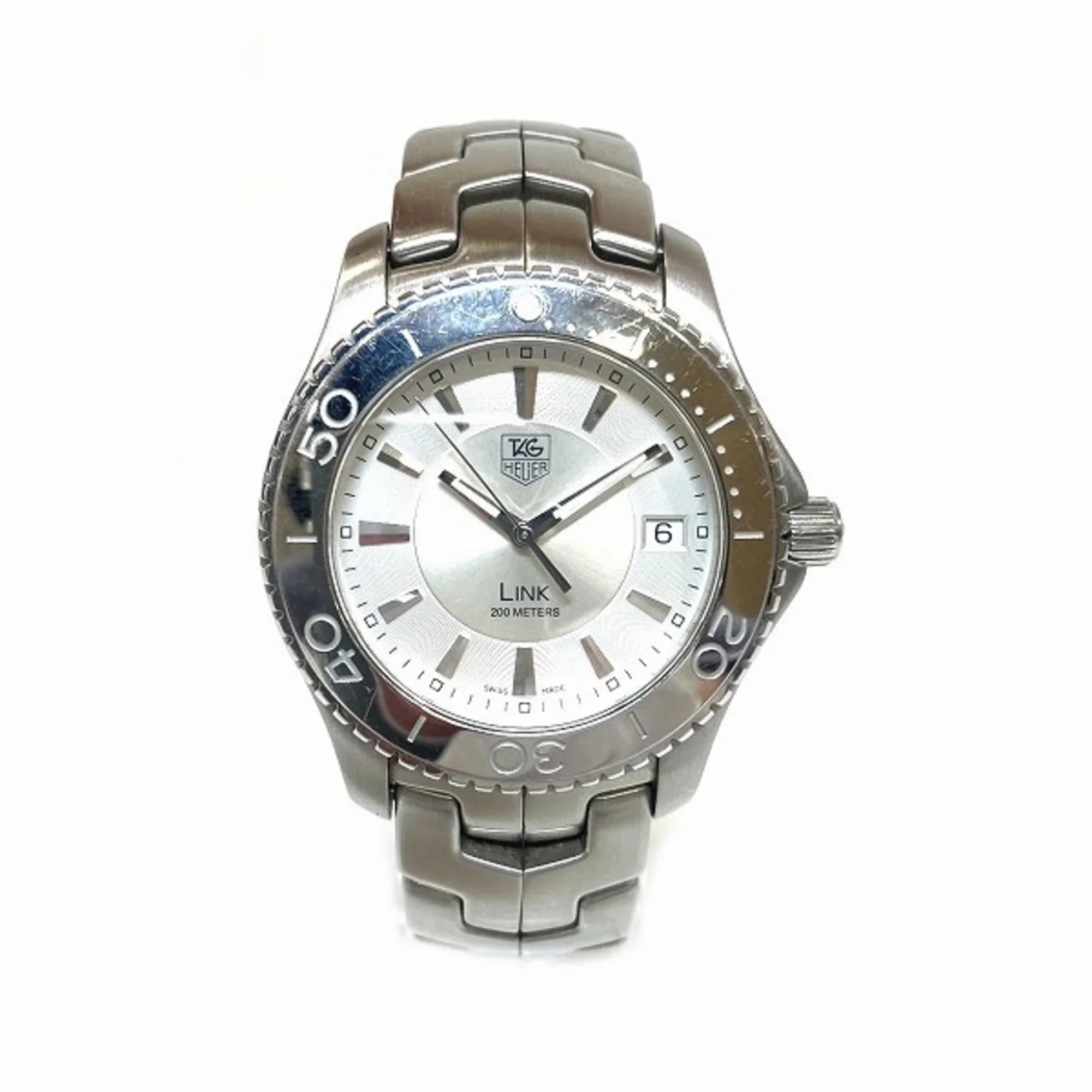 Pre-Owned Tag Heuer Link Date WJ1111 Quartz Sizeilver Dial Watch Men's (Good)