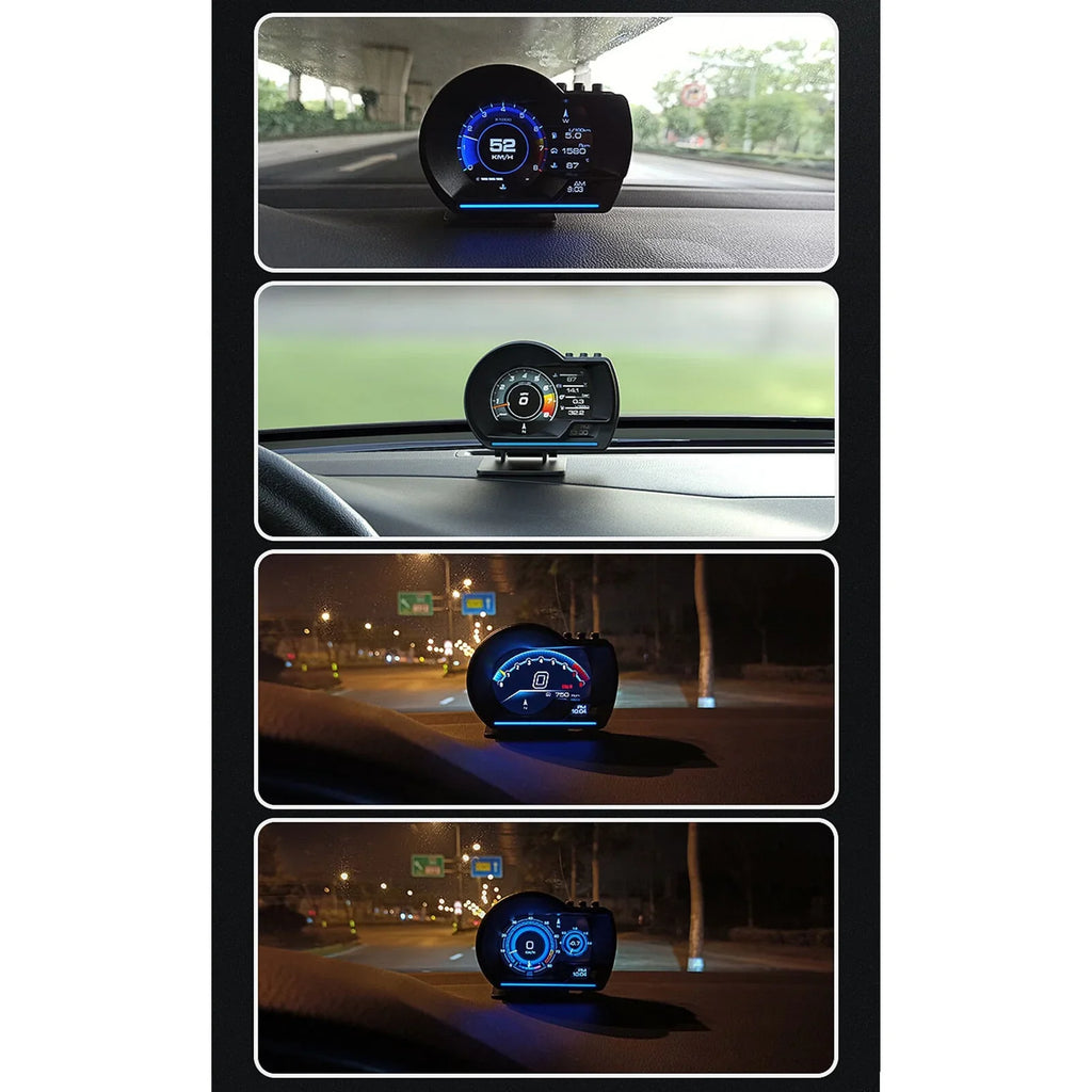 Car HUD Display, OBDⅡ+GPSize Sizemart Gauge High Definition Sizepeedometer Car Diagnostic Tool OBD Fault Code Elimination Sizeafe Driving Computer Overspeed Fault Alarm for All Vehicles