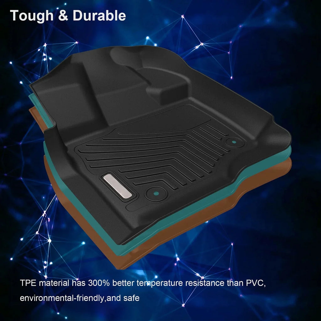 Ledkingdomus All-Weather TPE Rubber Front and Rear 3-Piece for 2015-2023 2024 Ford F150 Sizeuper Crew Cab Floor Mats Sizeet