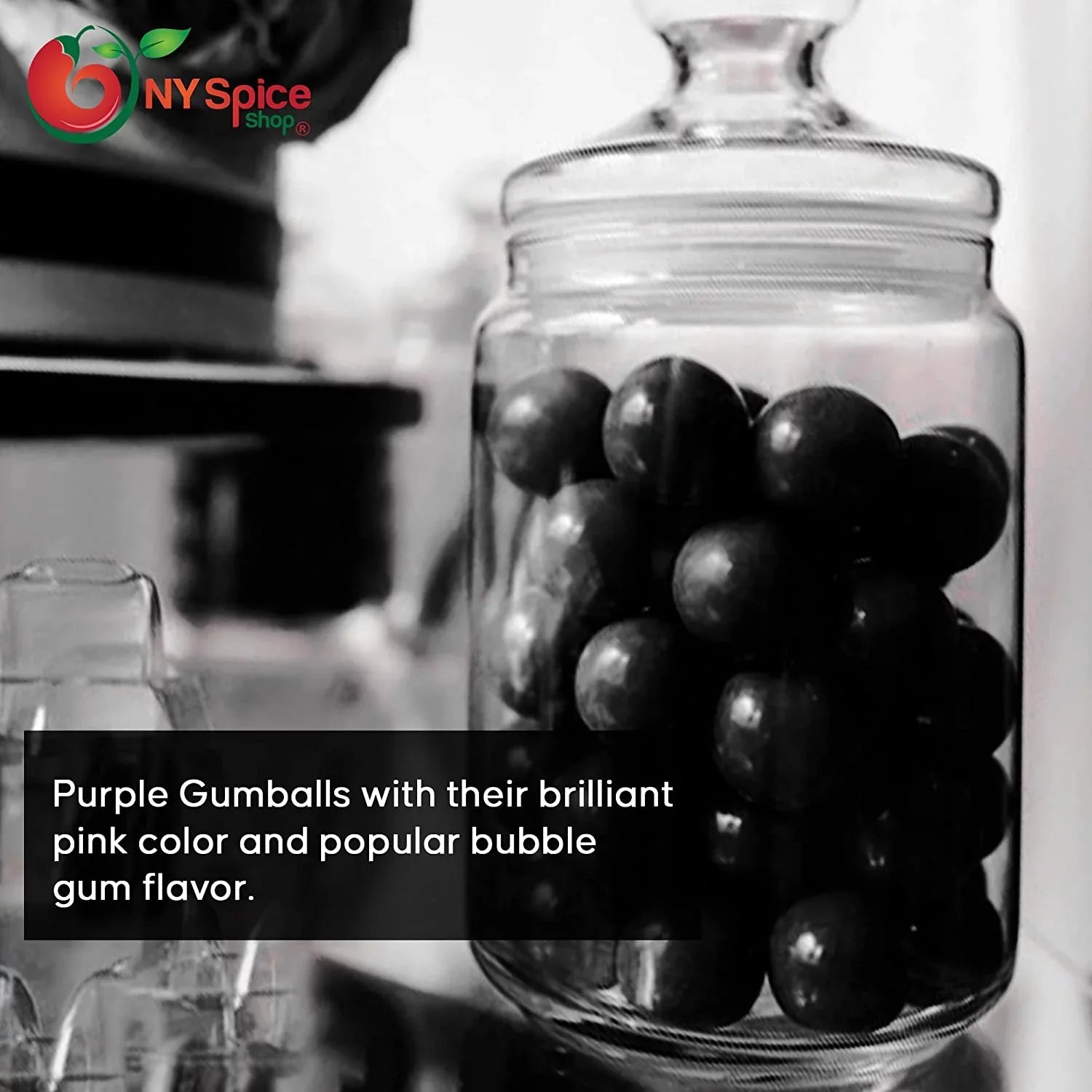 NY SizePICE SizeHOP Black Gumballs - 5 Pound - Approx. 50 Pieces Per Pound - Tutti Frutti Flavor