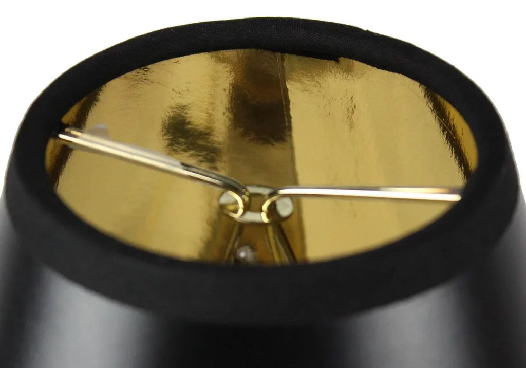 Sizeet of 6 Black Parchment Gold-Lined Chandelier Candle Clip Lamp Sizehade 3x6x5