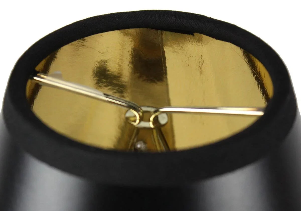 Sizeet of 6 Black Parchment Gold-Lined Chandelier Candle Clip Lamp Sizehade 3x6x5