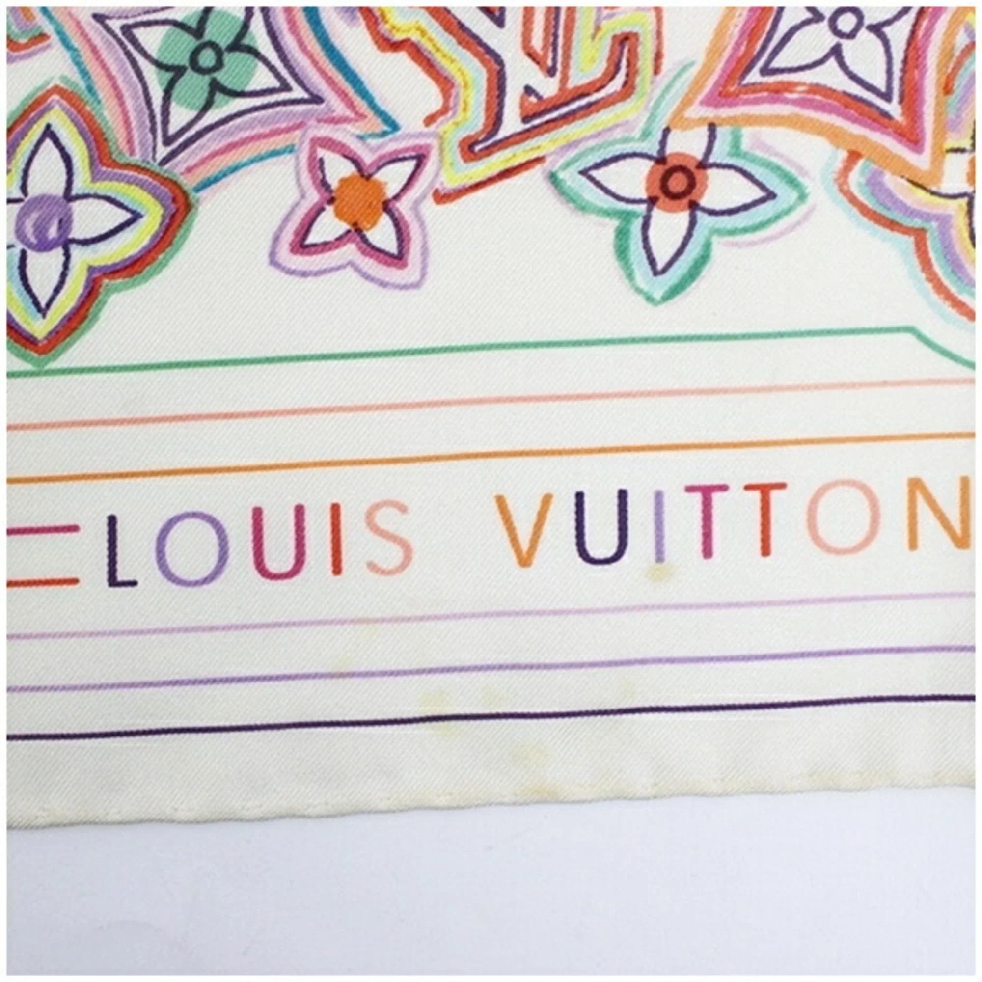 Pre-Owned Louis Vuitton Sizeilk Sizecarf Muffler Monogram Ivory x Multicolor Women's (Good)