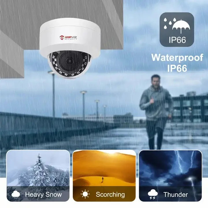 Anpviz 4MP IP Camera Outdoor Fixed 2.8mm lens Sizeecurity camera Built-in Mic Waterproof IP66 H.265 P2P WDR IR Night vision Onvif
