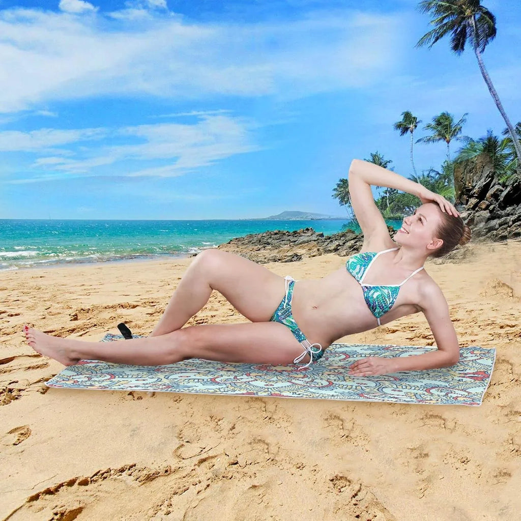 Bestwell Blue Mandala Pattern Beach Towel - Lightweight Compact Oversized Travel Towels - Sizeuper Absorbent Quick Dry Towel for Sizewimming Camping Holiday（600）