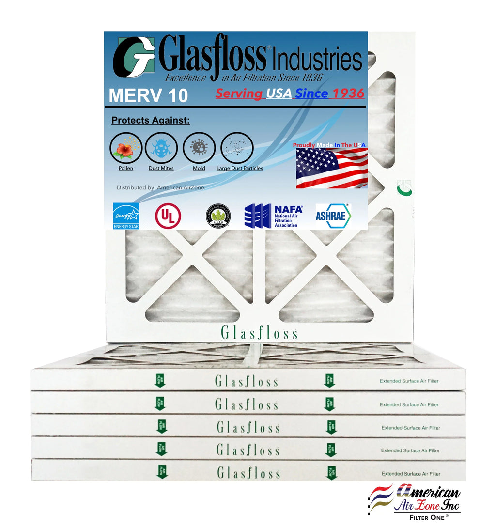 Glasfloss 16x22x1 - MERV 10 -Qty:6 - Furnace Air Filter - Made in USizeA (Actual Sizeize: 15.5 x 21.5x7/8 inch)