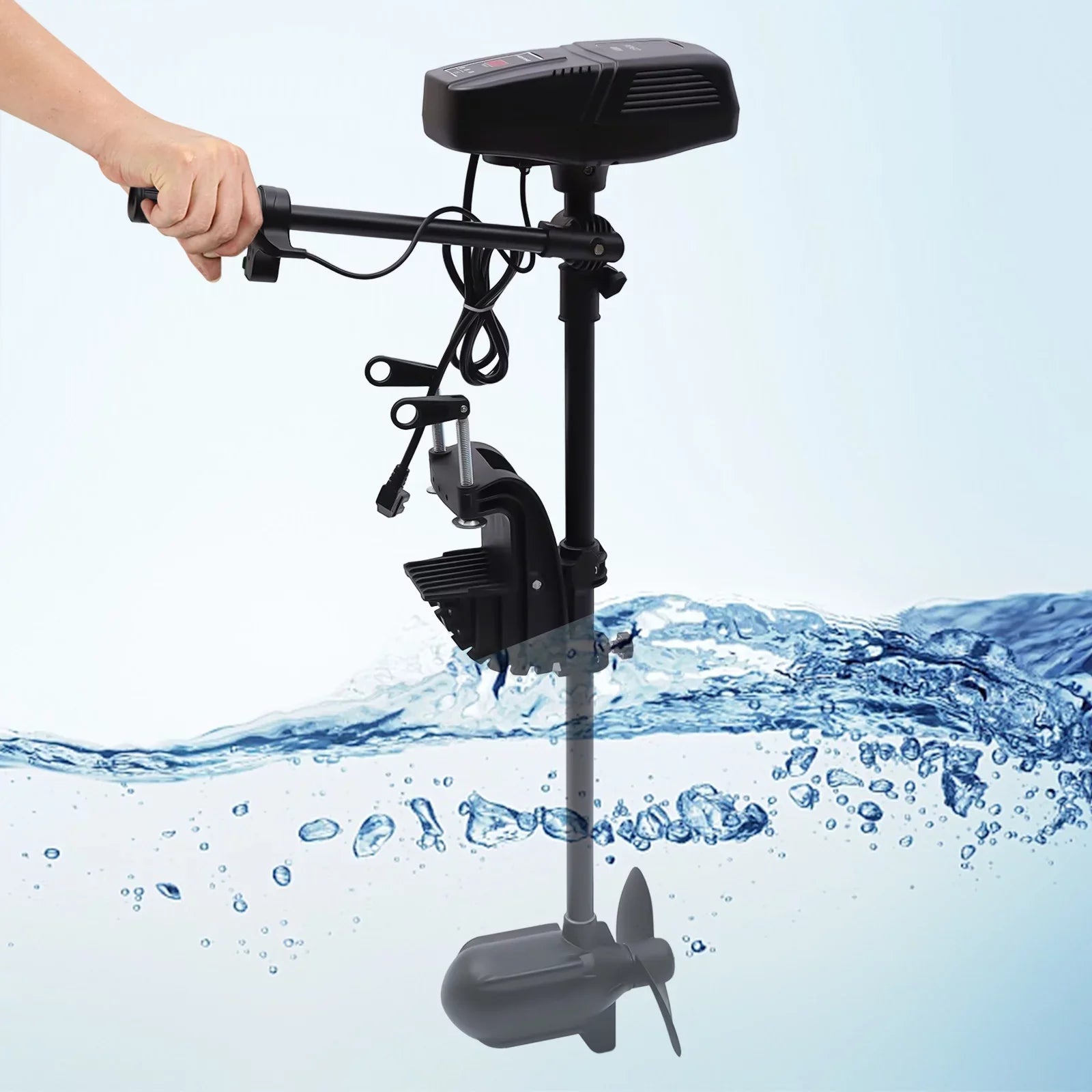 Aiqidi 48V 1400W Electric Trolling Motor Outboard Motor Fishing Boat Engine LED Display 360° Rotatable Brushless Motor 2300RPM