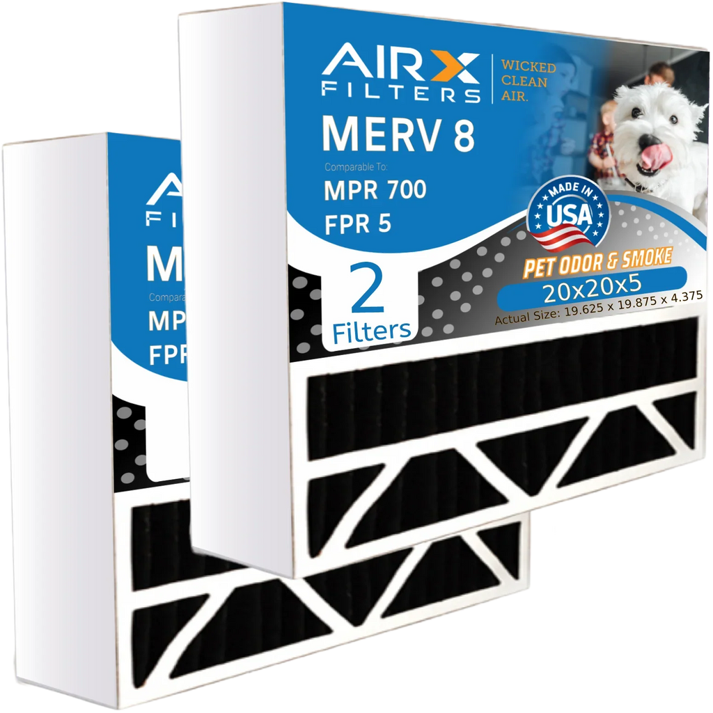 20x20x5 Air Filter Odor Eliminator Carbon Filter MERV 8 Comparable to MPR 700 & FPR 5 Compatible with Honeywell FC100A1011 - 2 Pack by AIRX FILTERSize WICKED CLEAN AIR.