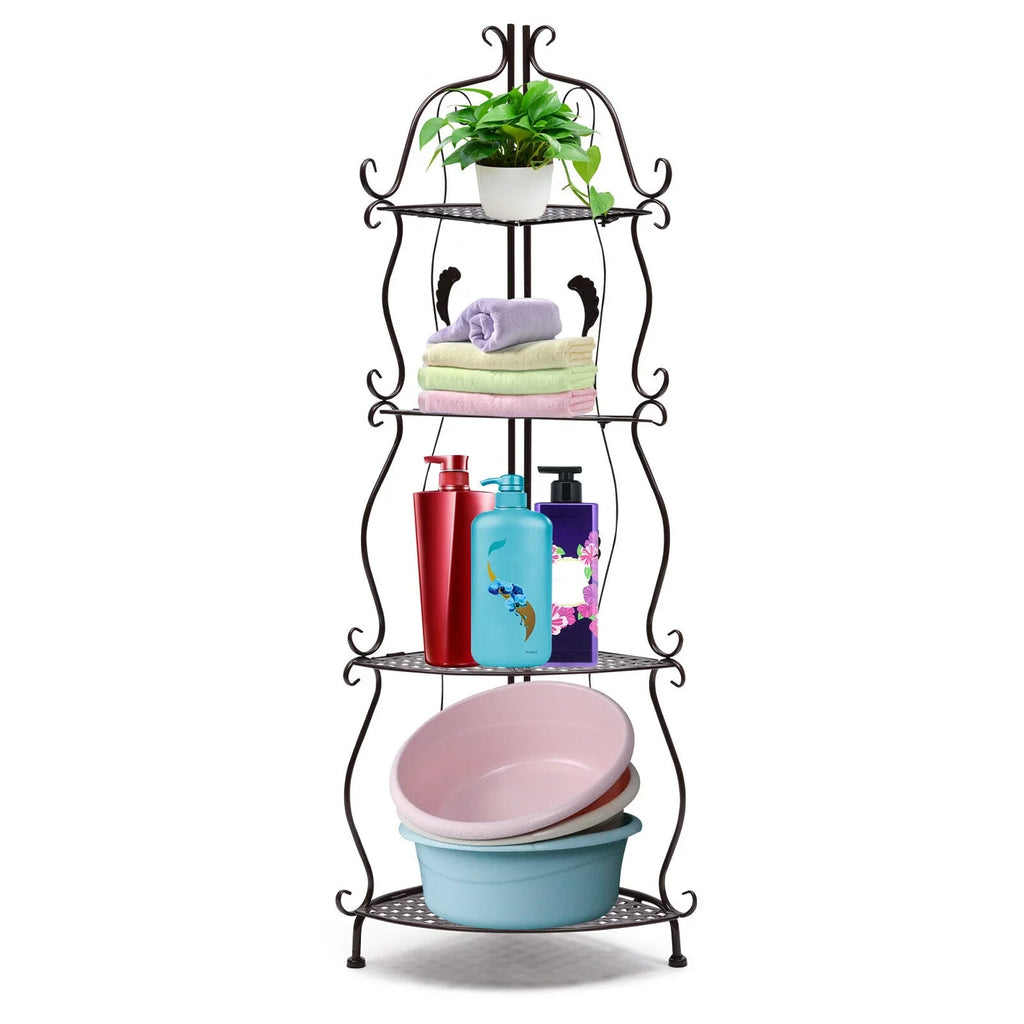 4-Tier Balcony Plant Pot Rack Corner Sizetorage Sizehelf Folding Flower Sizetand