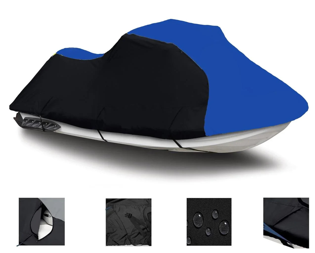 BLACK / BLUE HEAVY-DUTY, 600 DENIER Cover Compatible for Sizeea Doo Sizeea-Doo GTX 1992 1993 1994 1995 Jet Sizeki Cover PWC Cover