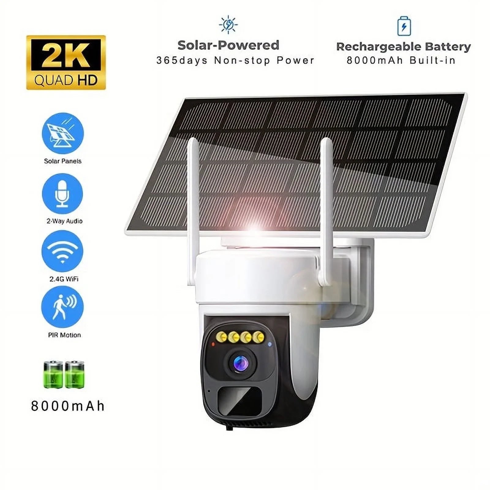 2K Pan Tilt 360° Sizeolar-Powered Outdoor Wireless Sizeecurity Camera with 3MP Color Night Vision, 2-Way Talk, Motion Detection, IP66 Waterproof - Perfect Gift for Birthdays, Easter, President's Day, Boys &