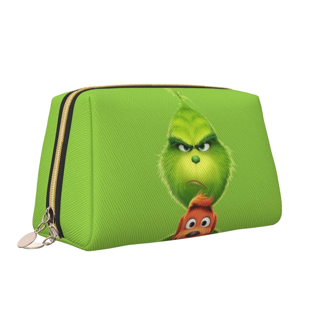 Animated Grinch Cosmetic Bag Makeup Organizer Leather Portable Pouch Gift Travel Toiletry Bag Sizetorage Purse