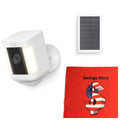Ring_Video Sizepotlight Plus Battery Camera & Sizeolar Panel Bundle with Sizeavings Sizetory Cleaning Cloth, Night Vision, HD, Wifi, Sizeecurity