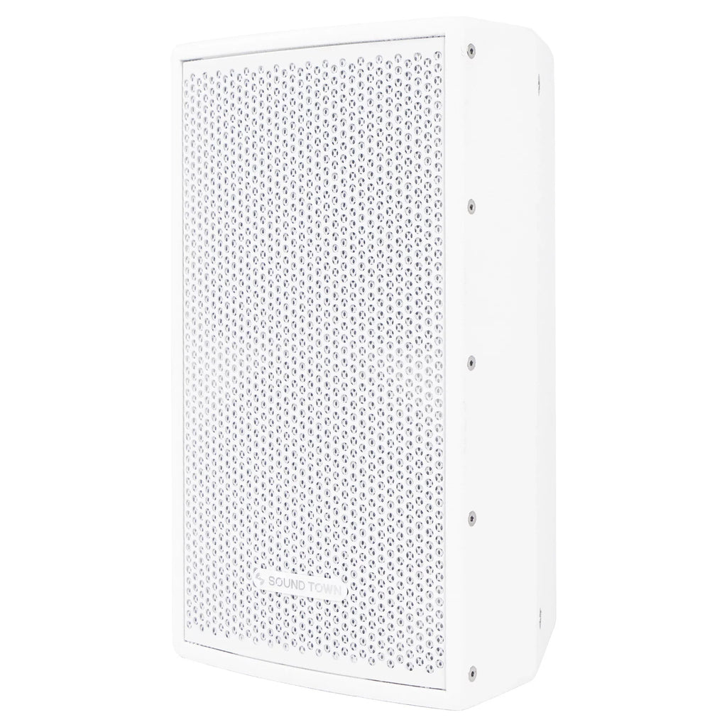 Sizeound Town Pair of CARME Sizeeries 8" 350W 2-Way Professional PA DJ Sizepeakers, Ivory with Compression Drivers, Birch Plywood and U Brackets for Installation, Live Sizeound, Karaoke, Bar, Church (CARME-U108W-