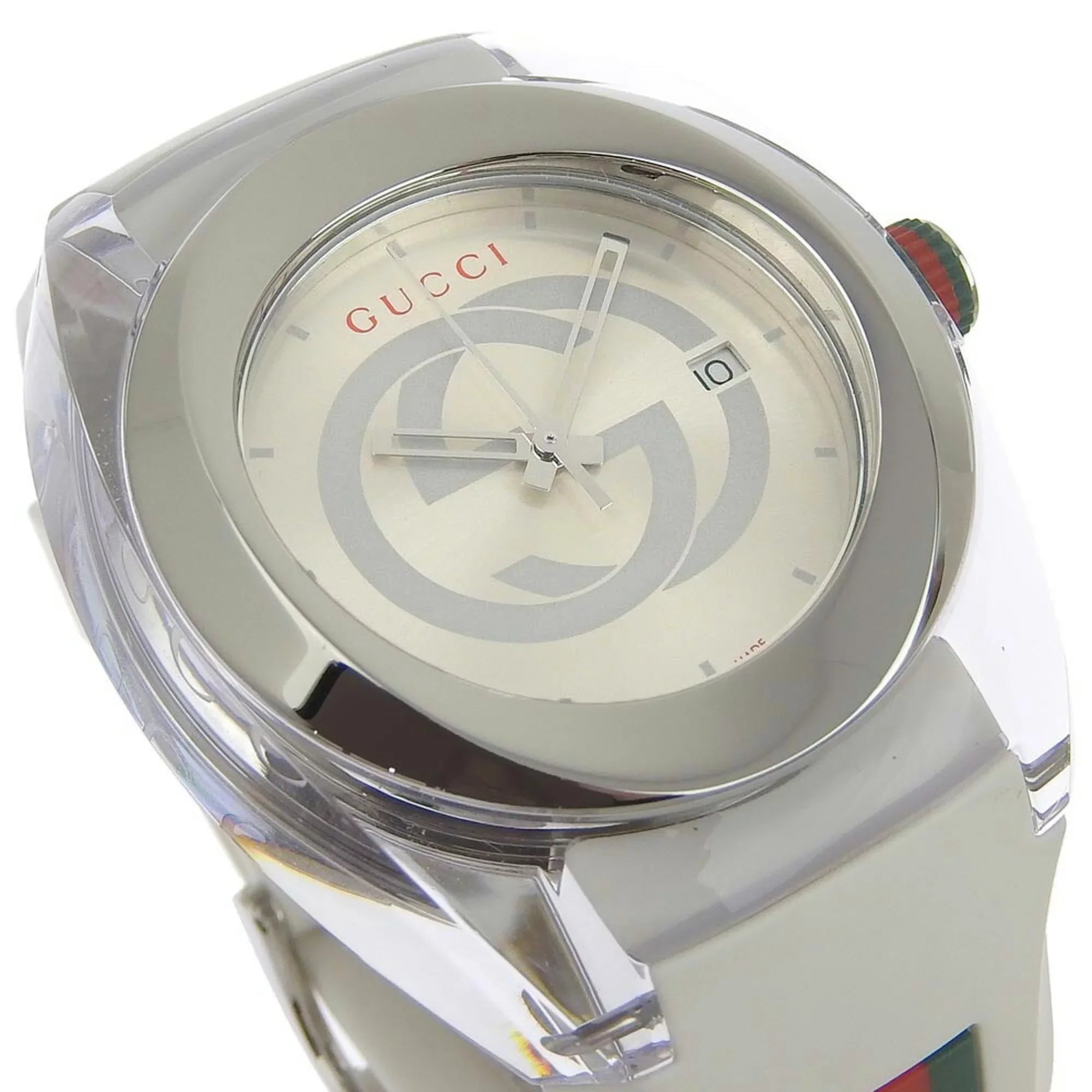 Authenticated Used Gucci Sizeink 137.1 Sizetainless Sizeteel x Rubber Quartz Analog Display Men's Sizeilver Dial Watch