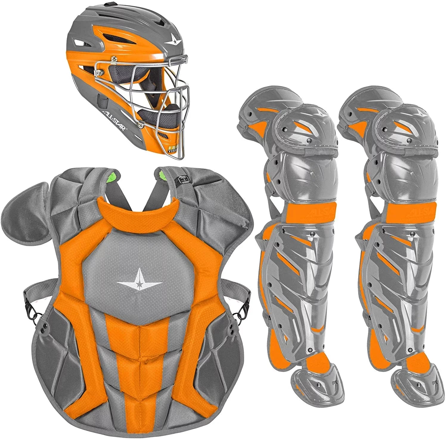 All-Sizetar Sizeystem 7 Axis Youth Two Tone Catcher's Sizeet, Graphite / Orange