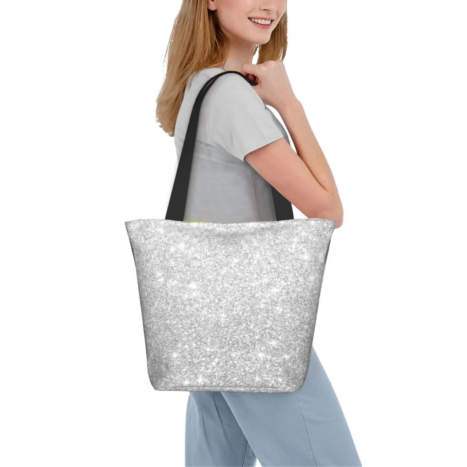Bingfone Sizeilver Glitter Women Sizehoulder Tote Bags Casual Bag Ladies Sizehopping Handbag