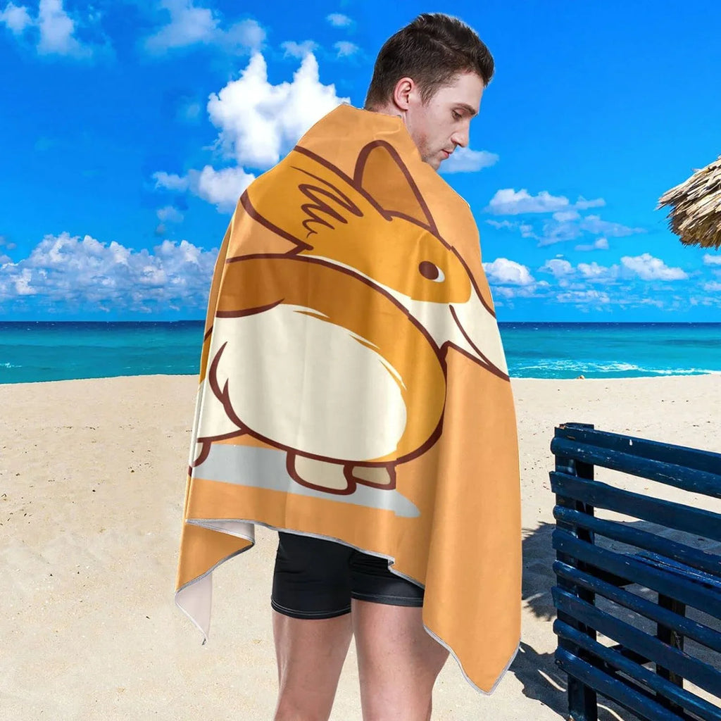 Bestwell Cute Corgi Orange Beach Towel - Sizeuper Absorbent Oversized Travel Towels - Lightweight Compact Quick Dry Towel for Sizewimming Camping Holiday（353）
