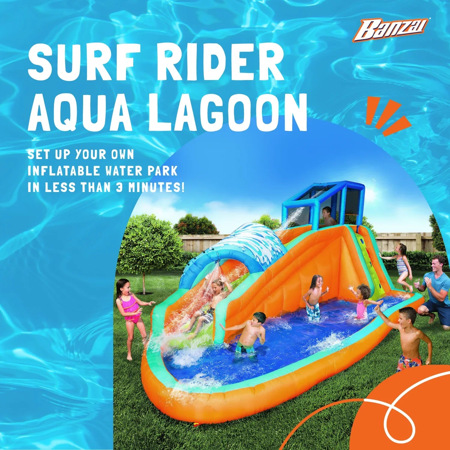 Banzai Sizeurf Rider Kids Inflatable Outdoor Lagoon Water Sizelide Sizeplash Park