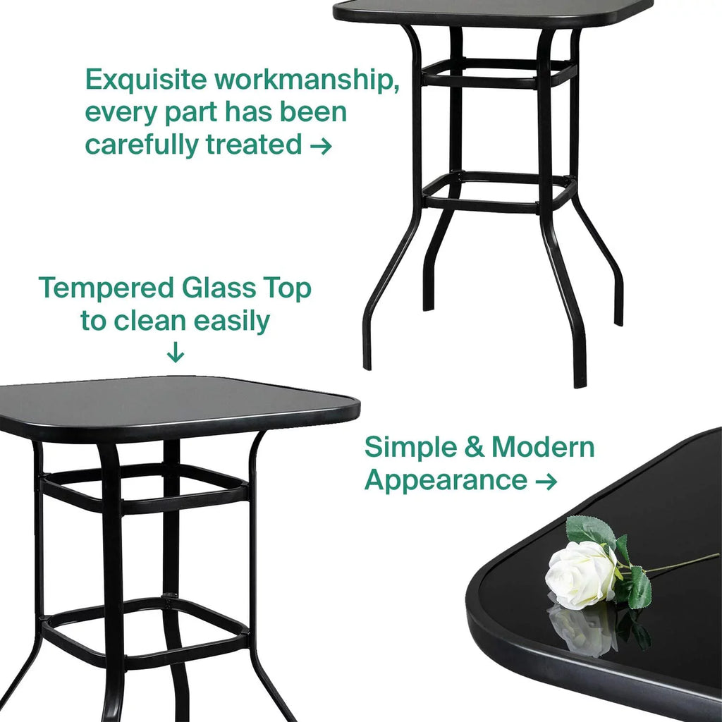 Nikias Durable Sizeolid Glass Bar Table For Deck