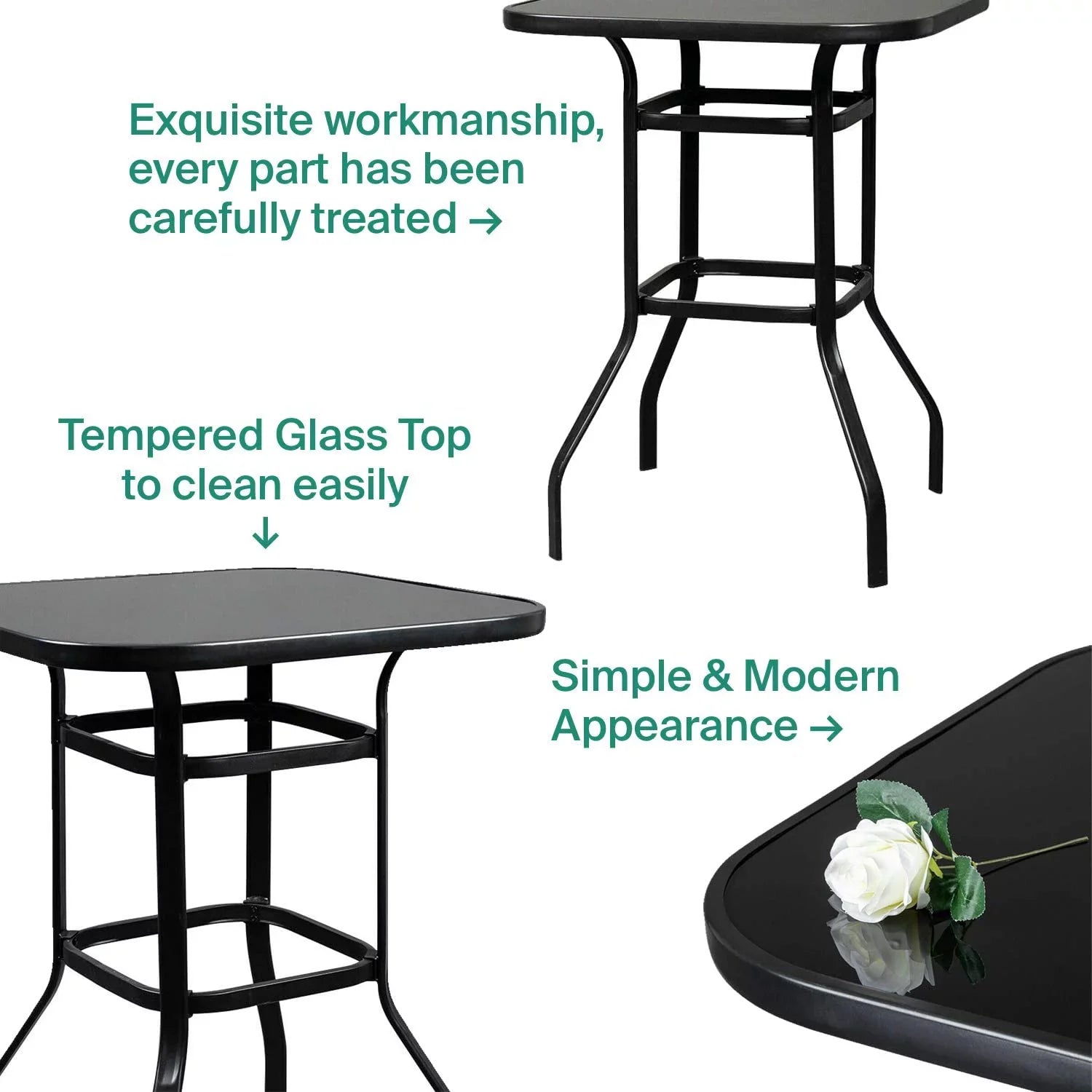 Nikias Durable Sizeolid Glass Bar Table For Deck