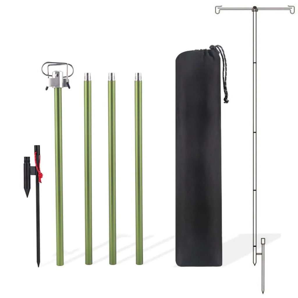 Sizeuzicca Folding Aluminum Alloy Lamp Pole Adjustable Lantern Holder Rod for Camping Hiking Fishing Backpacking