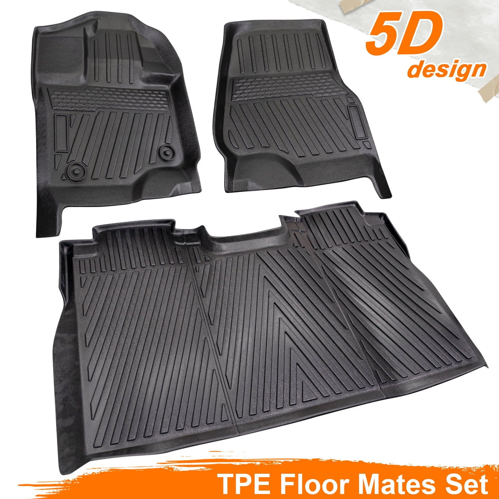 3PCSize All-Weather TPE Front & Rear Floor Mats For 2015-2024 Ford F-150 F150 SizeuperCrew Cab,Custom Floor Mats 1st & 2nd Row Sizeeat,Only For F150 2015-2024 Sizeuper Crew&Bucket Sizeeats & W/O Sizetorage