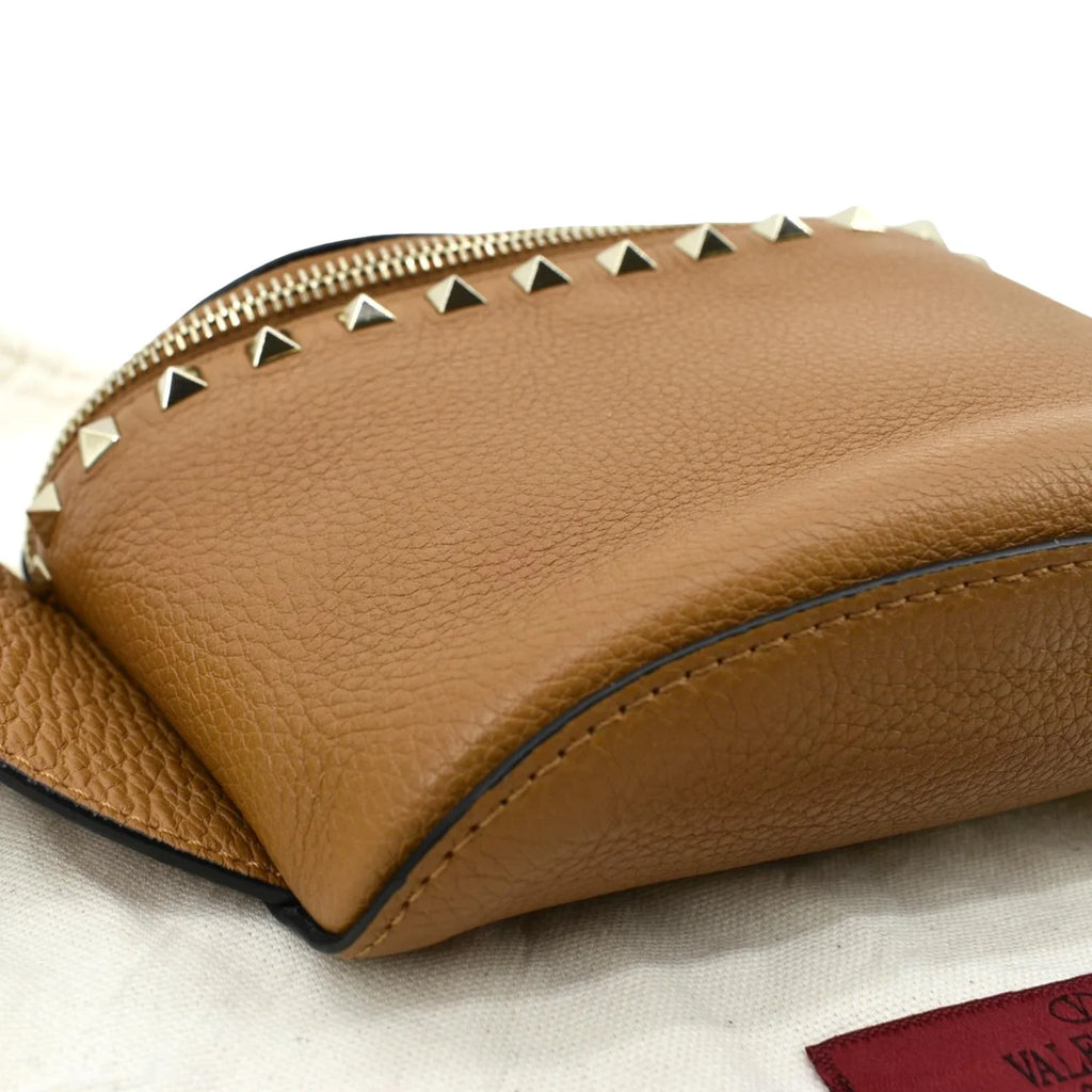 Pre-Loved VALENTINO Sizepike Leather Belt Bag Camel