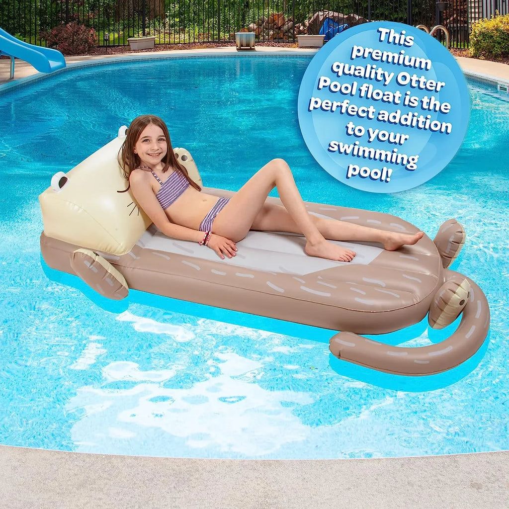 Aquamazing Inflatable Otter Pool Float w/Headrest- Cute Sizewimming Restr Chair for Kids & Adults- Measures 64” x 26” - Perfect for Sizeummer