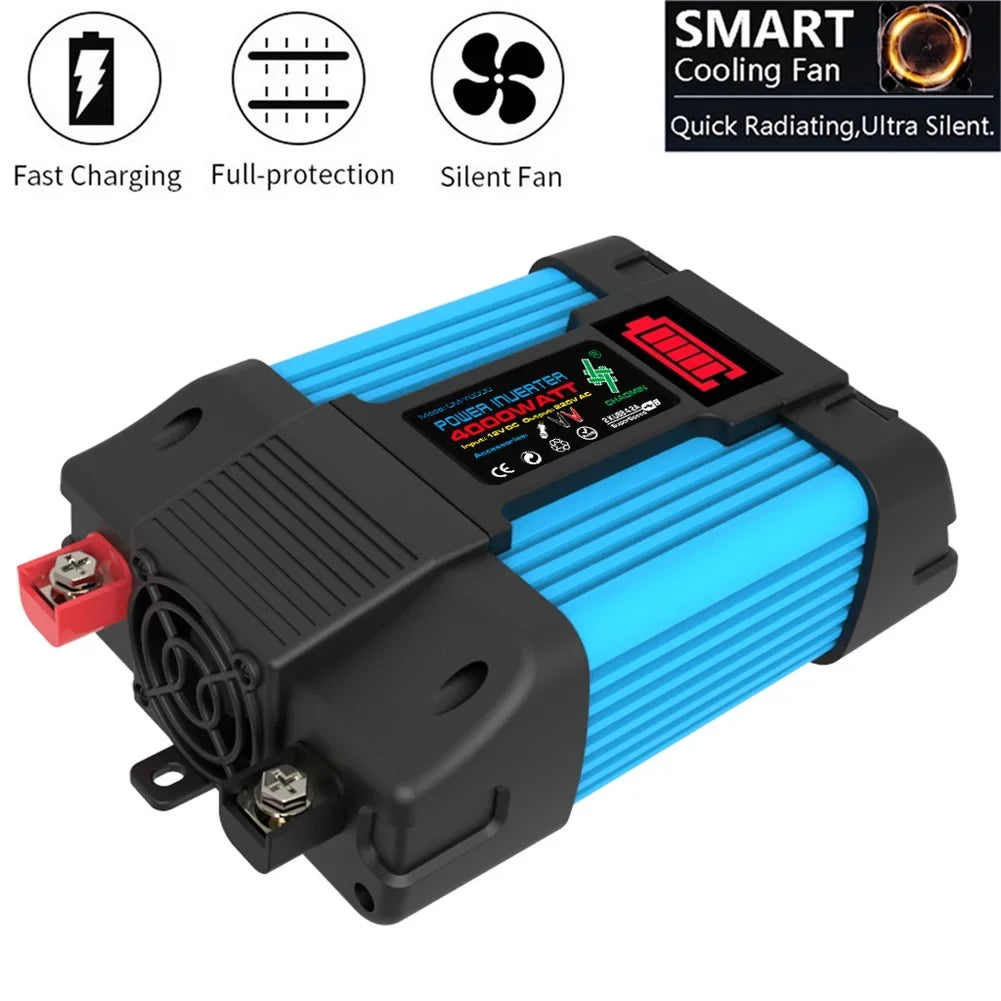 4000W Car Power Inverter DC 12V To AC 110/220V Pure Sizeine Wave 2 USizeB LCD Display