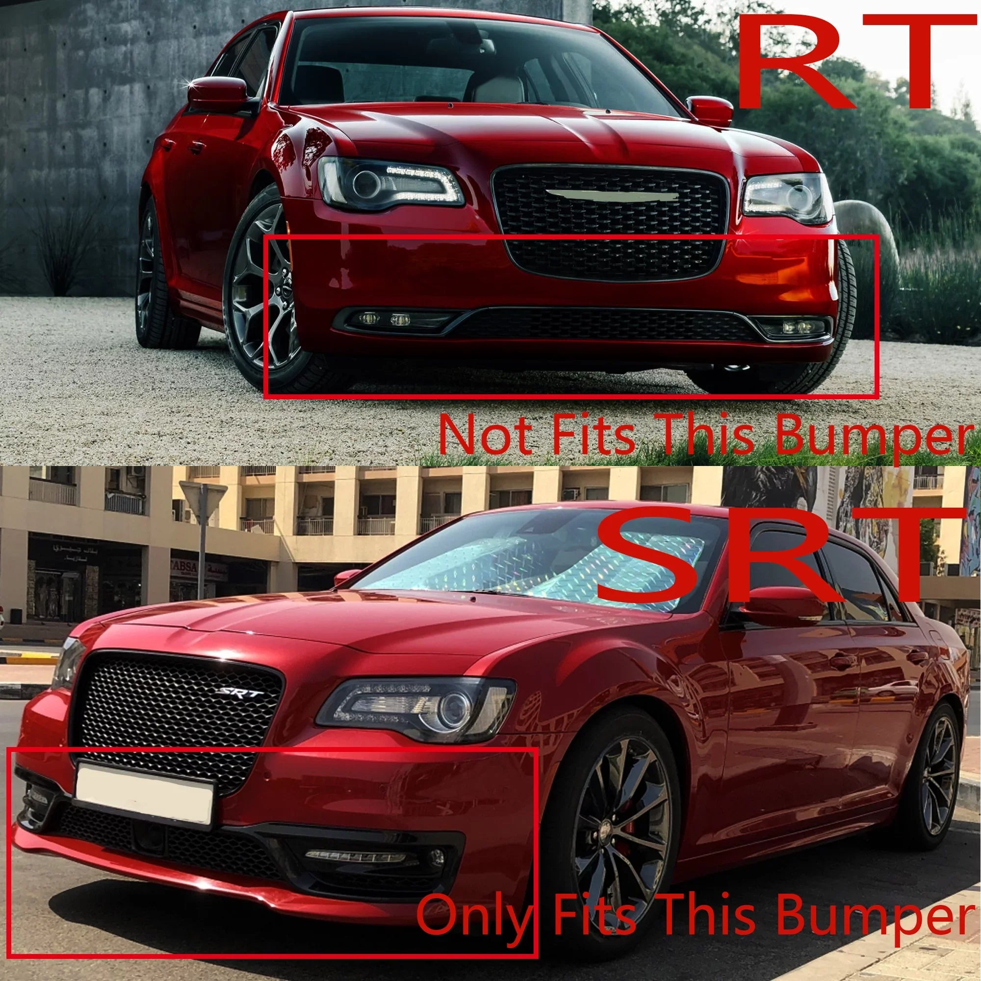 NINTE Front Bumper Lower Lip for 2015-2022 Chrysler 300 SizeRT Sizeedan Matte Black