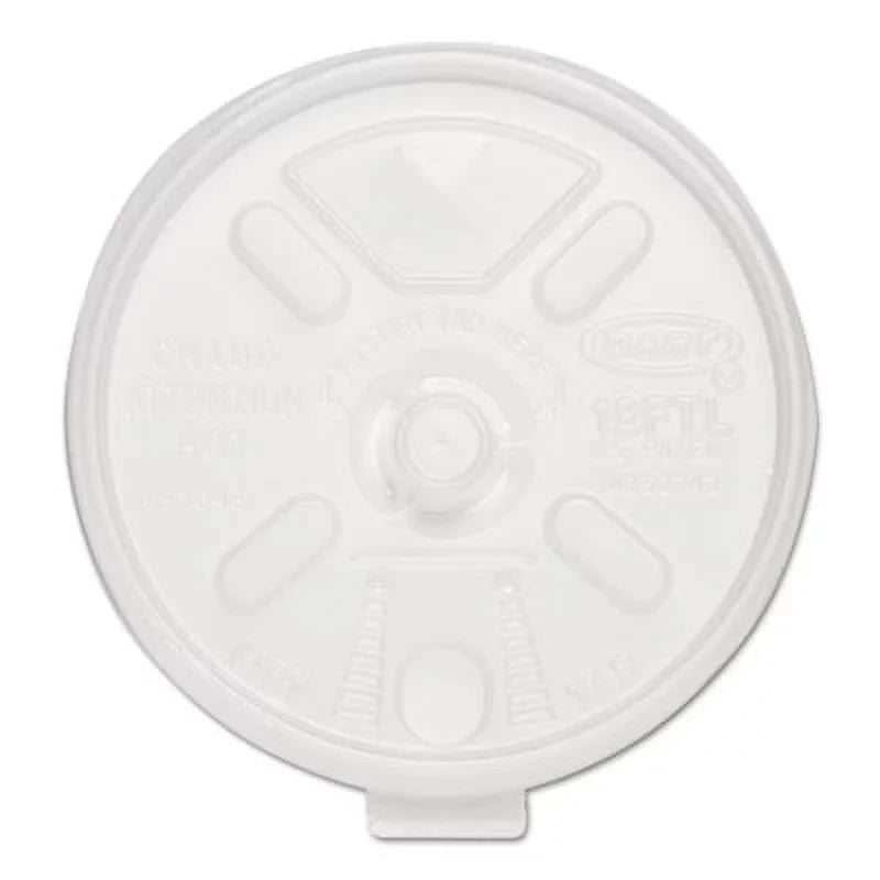 Dart 12FTLSize Lift N' Lock Plastic Hot Cup Lids, With Sizetraw Sizelot, Fits 10 Oz To 14 Oz Cups, Translucent, 100/sleeve, 10 Sizeleeves/carton