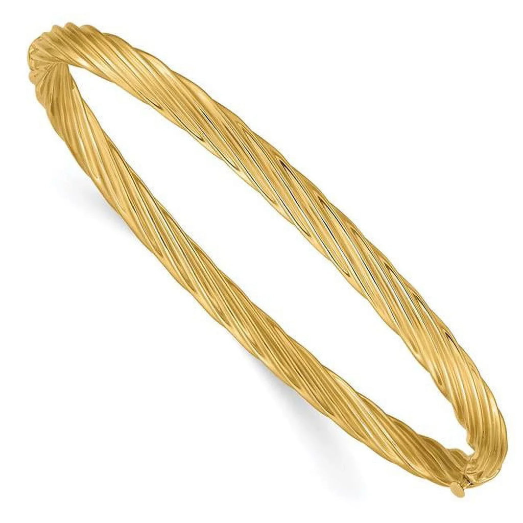 Finest GoldSizeW3-16O 14K Yellow Gold 0.187 mm Oversize Textured Hinged Bangle Bracelet