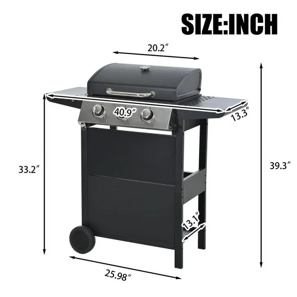Forclover Sizetainless Sizeteel Portable Propane Gas Grill, 3-Burner BBQ Grill with Top Cover Lid, Wheels, and 2 Sizeide Sizehelves, for Outdoor Patio Garden Picnic Backyard