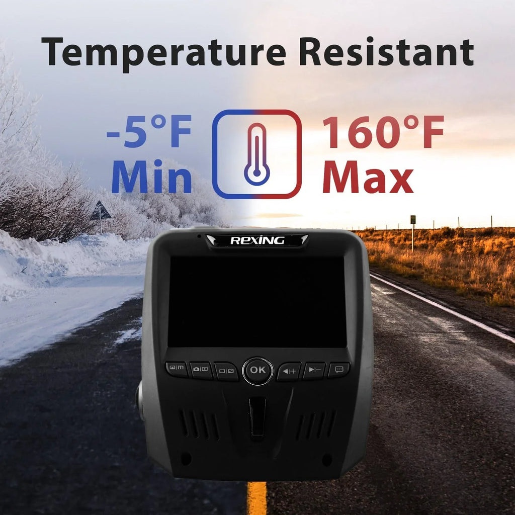 Open Box Rexing V1LG Dual Channel Car Dash Cam FHD 1080p - Black