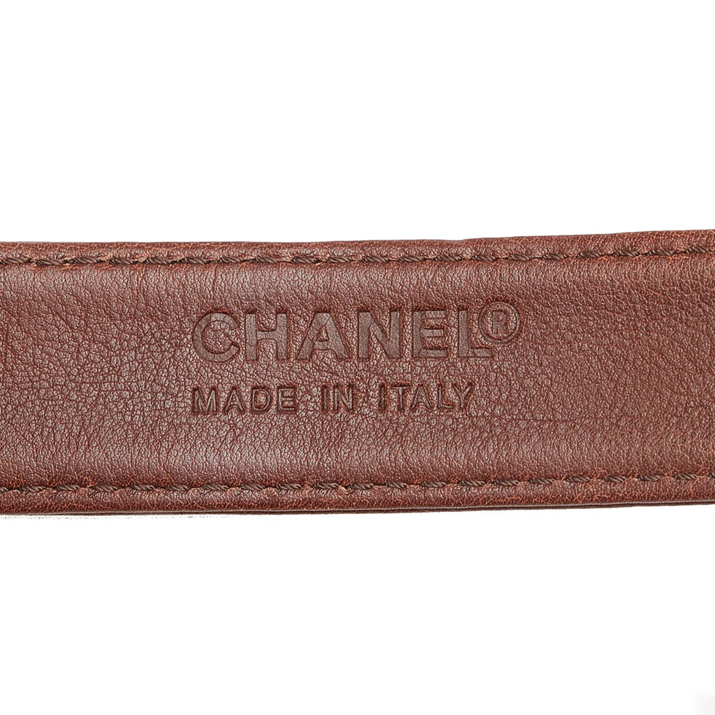 Pre-Owned Authenticated Chanel CC Belt Bag Lambskin Leather Brown Unisex (Fair)