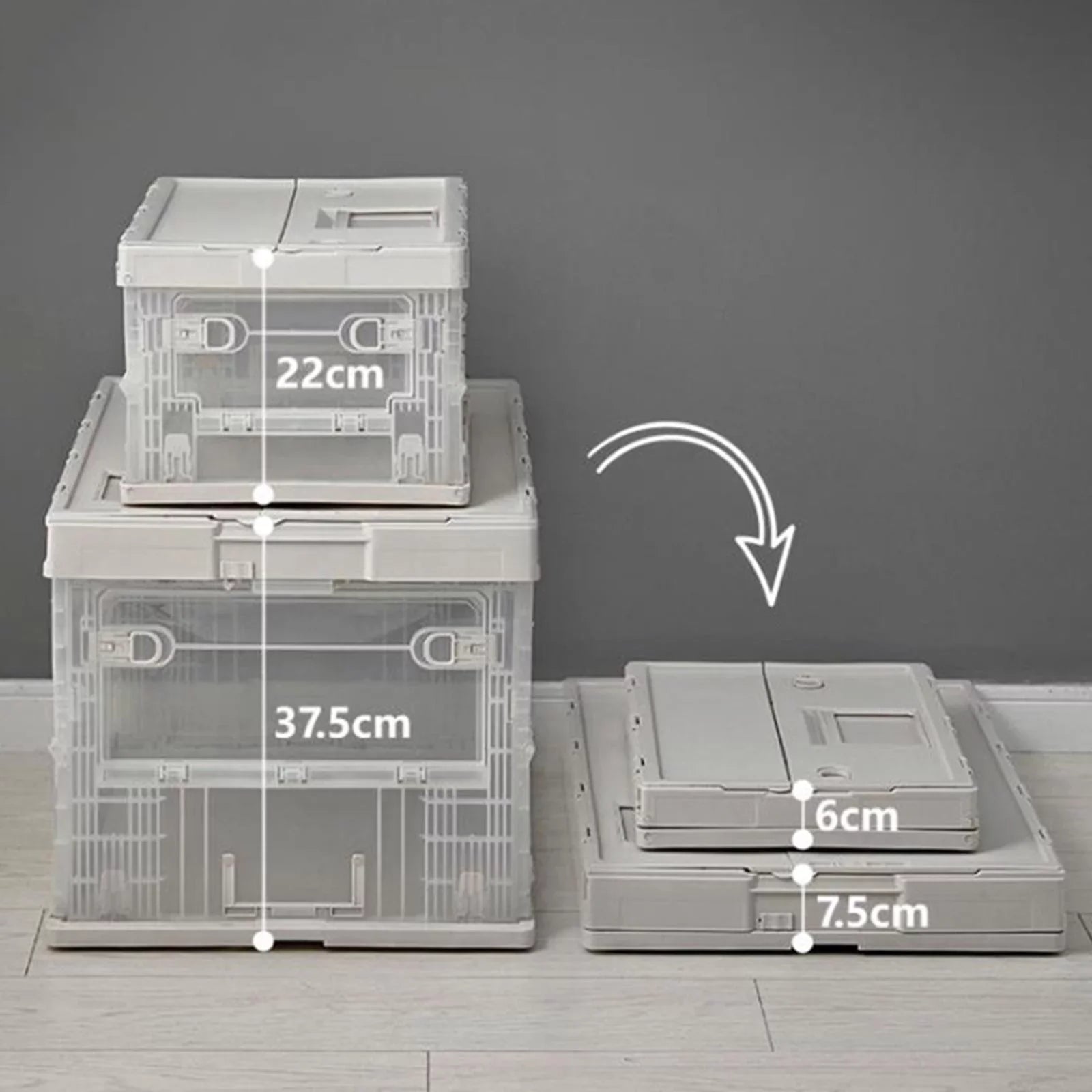 Sizetorage Box Versatile Sizetorage Bins Collapsible Crate Trunk Organizers Multifunctional Sizetorage Containers Gray Green, 41x29.5x22cm